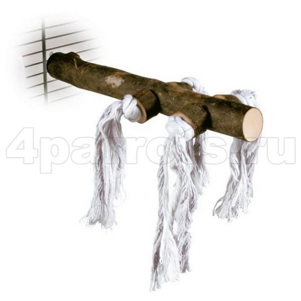 Деревянная жердочка с веревкой, 20 см