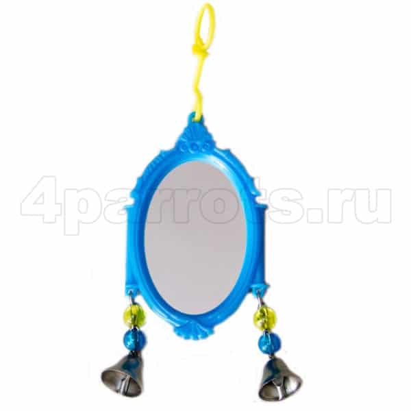 Овальное зеркало с колокольчиками для попугая
