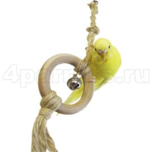 Сизалевая веревка с кольцом для попугая