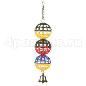 Игрушка для попугая Три шарика с колокольчиком