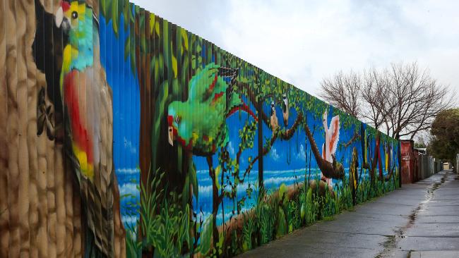 Уличный рисунок с птицами в австралийском Престоне