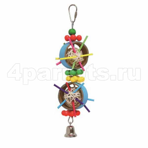 Игрушка для попугая Кольца с плетеными мячами 27 см