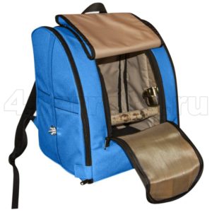 Рюкзак-переноска для попугая PL2523 синий открытый